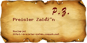 Preisler Zalán névjegykártya